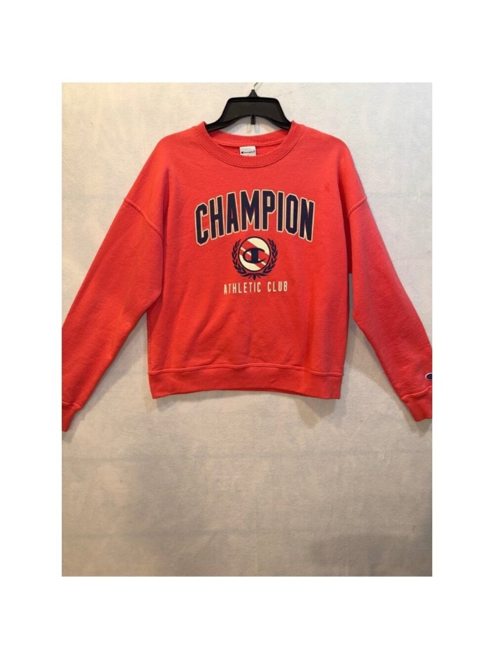 Champion Athletic Club Sweatshirt Coral Red Crew‎ Neck Long Sleeve Size S